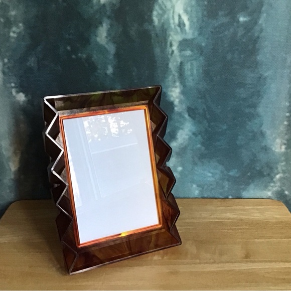 Vintage Nu-Dell Geometric Brown Marbled Plastic 5” X 7” Photo Frame - Picture 9 of 9